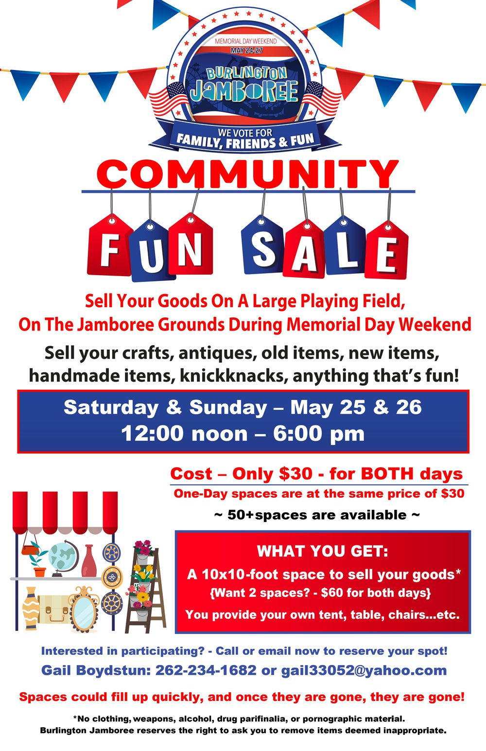 Burlington Jamboree Community Yard Sale Poster